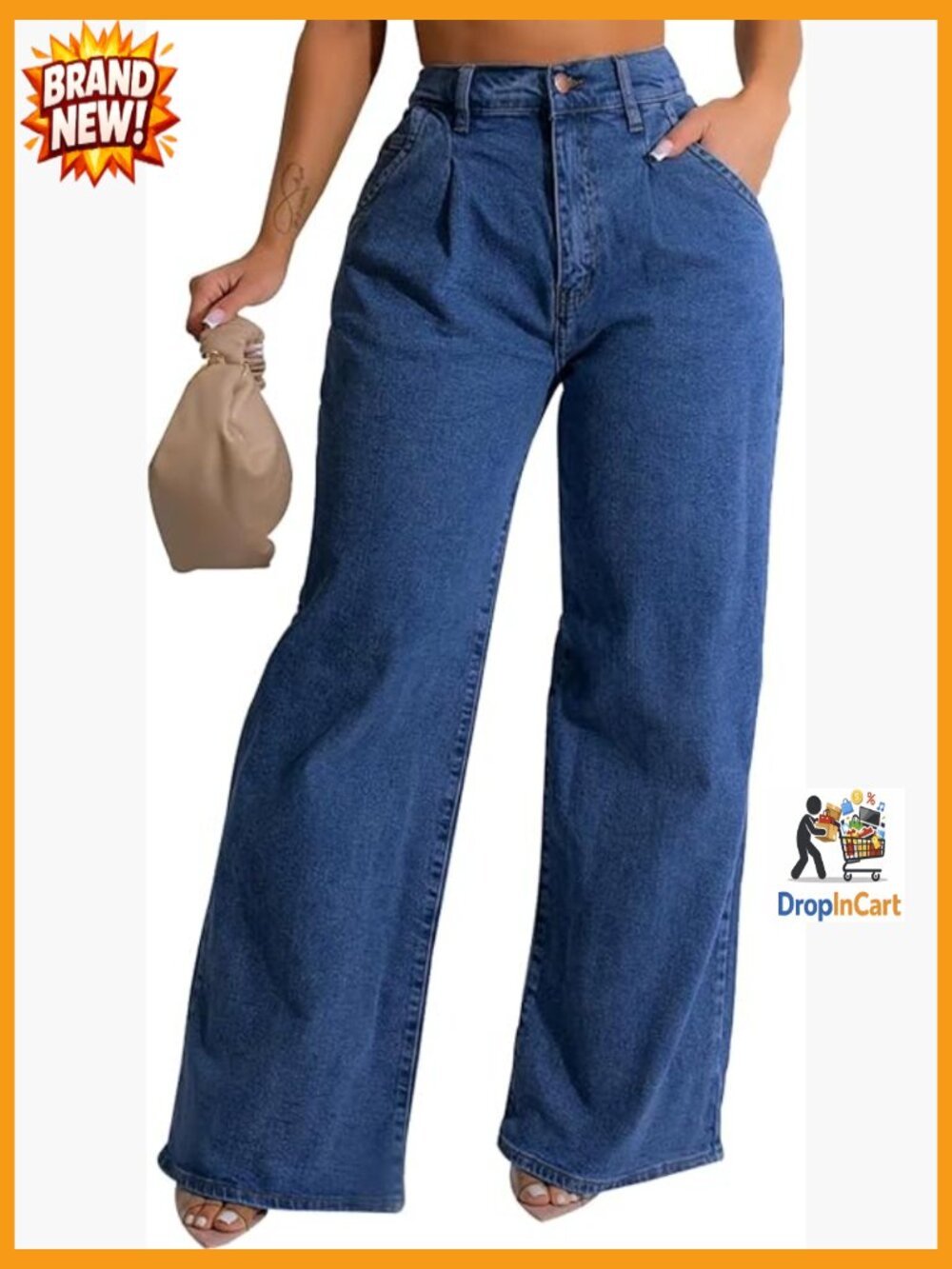Wide Leg Jeans Casual Stretch High Rise Baggy Loose Denim Pants Y2K